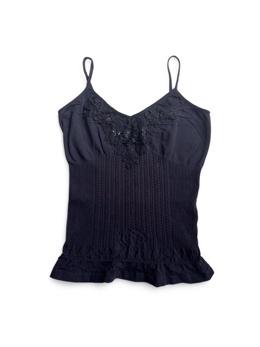whimsigoth beaded black y2k lace trim cami